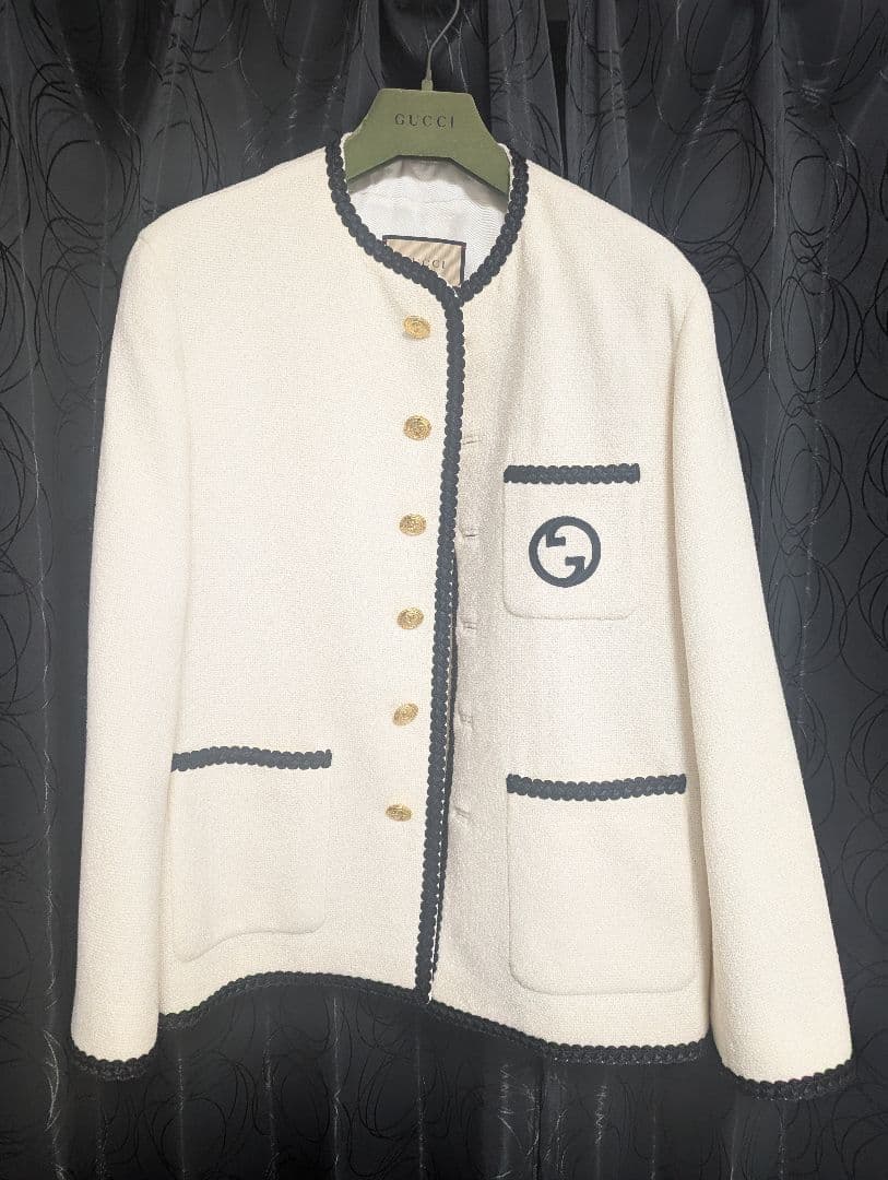 GUCCI 23ss ツイード ノーカラージャケット