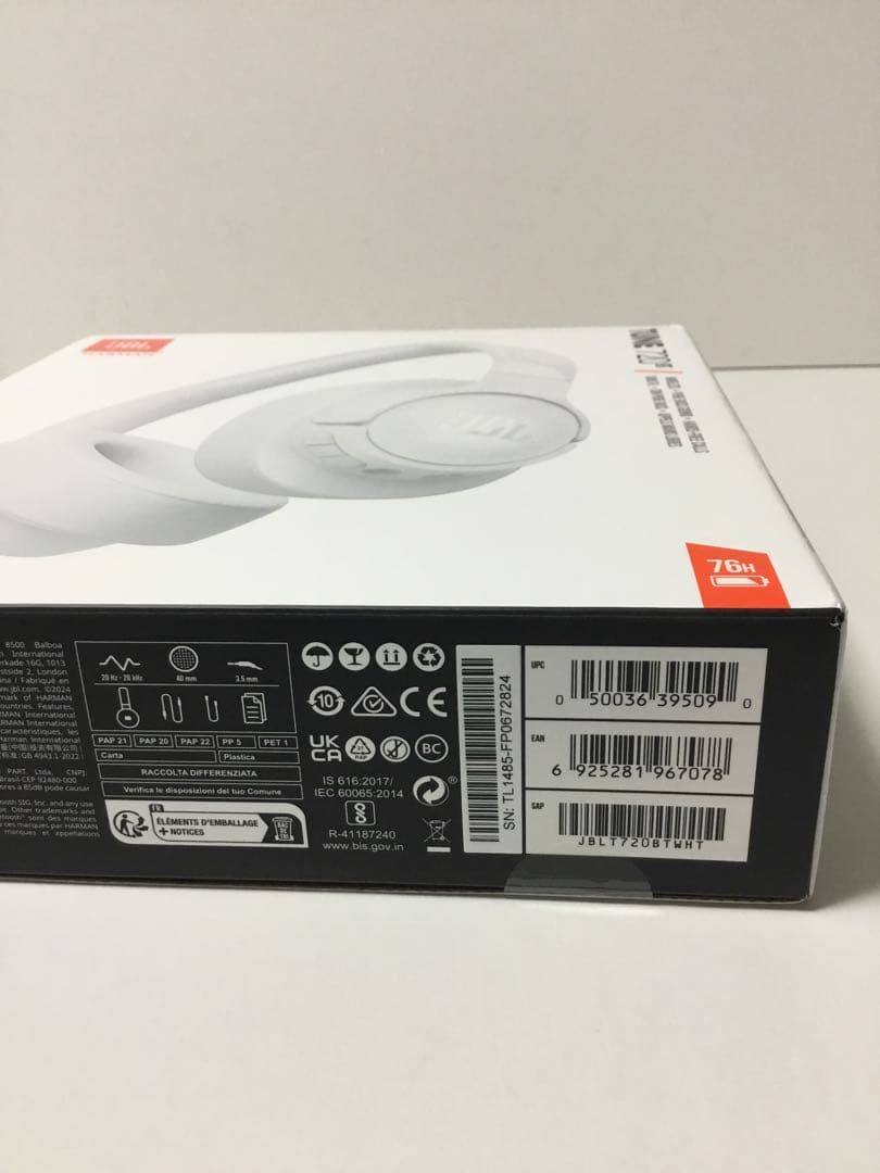 JBL TUNE 720BT ワイヤレスヘッドホン ホワイト