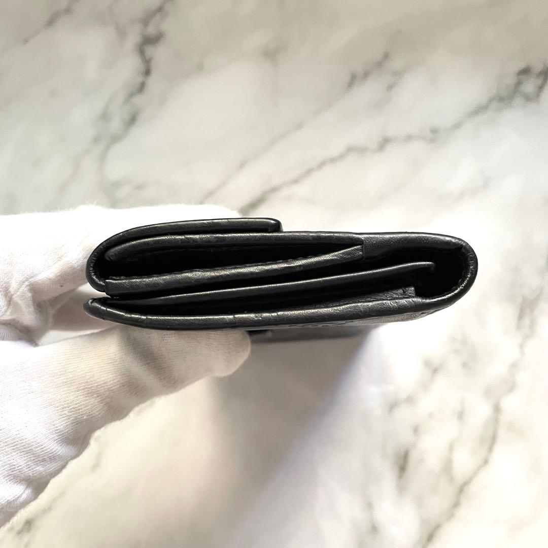 GUCCI グッチ　シマ レザー 長財布　メタルロゴ　wホック　0121-①