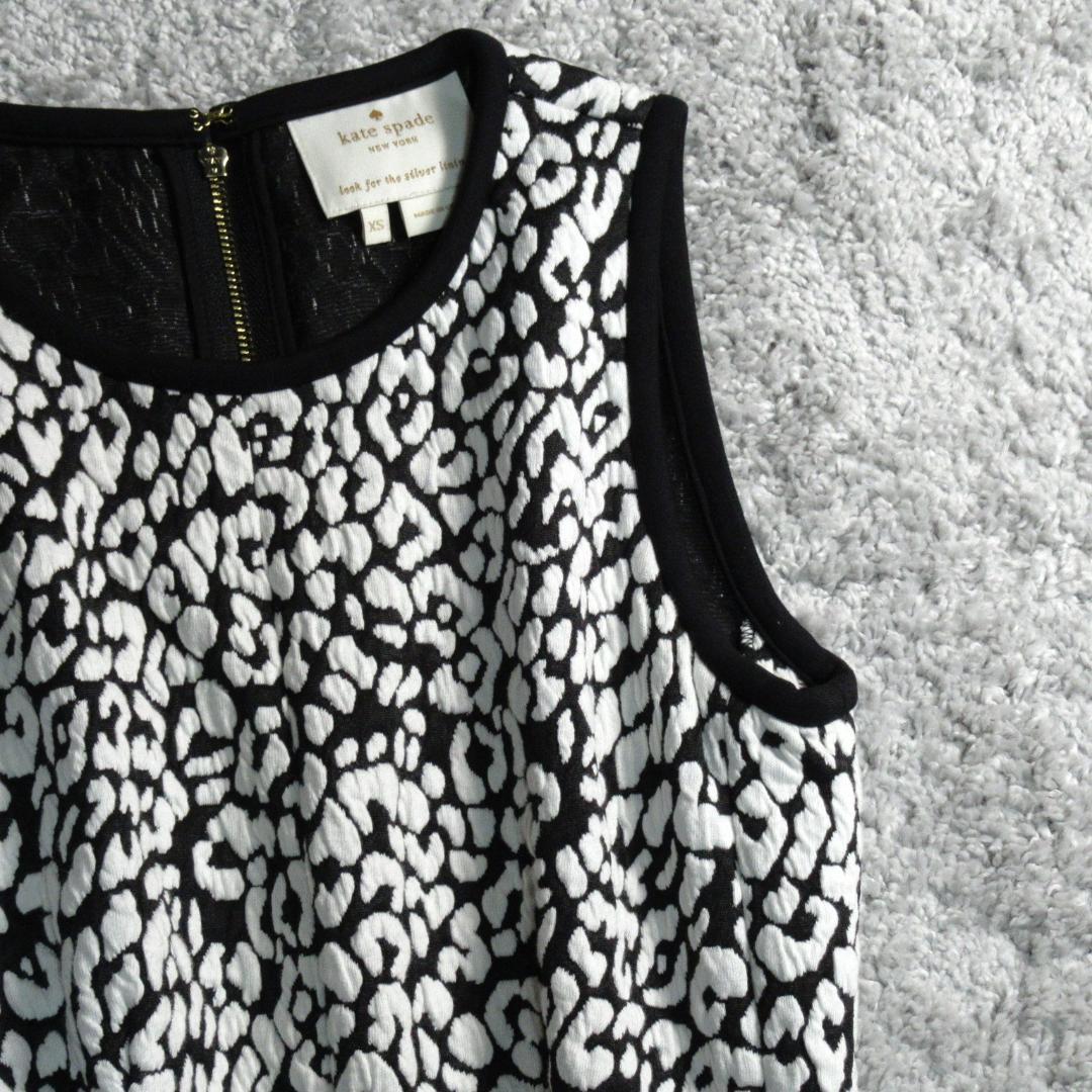 ケイトスペード ヒョウ柄 ジャガード フレア ワンピース XS