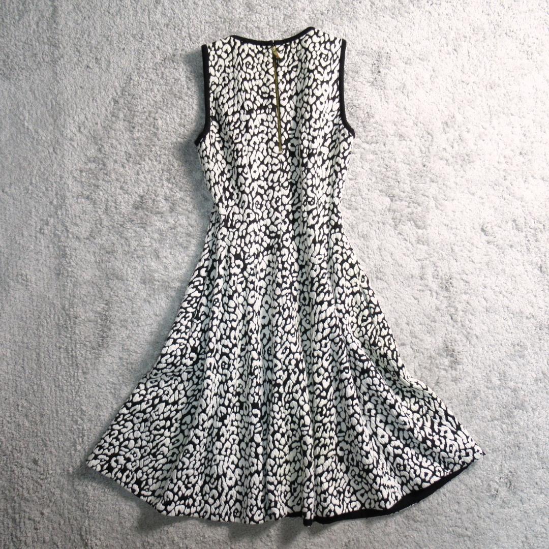 ケイトスペード ヒョウ柄 ジャガード フレア ワンピース XS