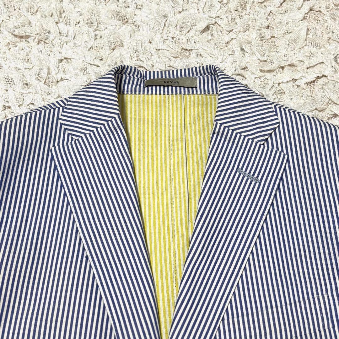 美品 ボリオリ ドーバー テーラードジャケット シアサッカー ストライプ 青 S