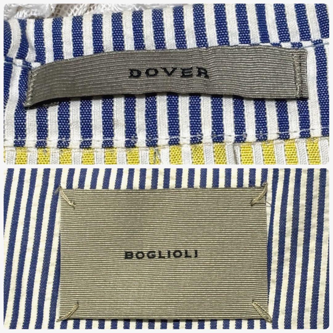 美品 ボリオリ ドーバー テーラードジャケット シアサッカー ストライプ 青 S