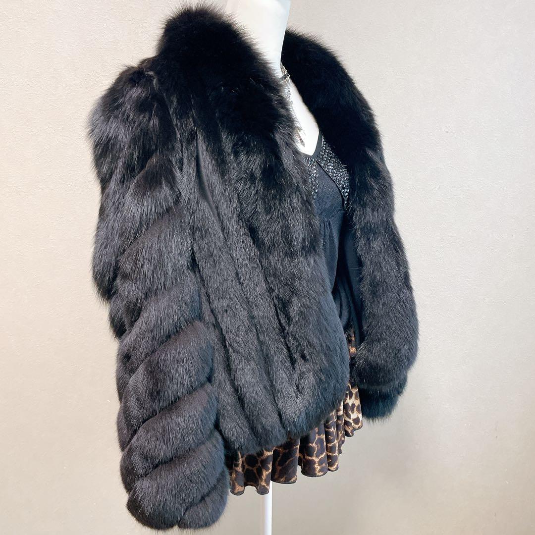 新品　未使用　サガフォックス　リアルファー　毛皮　ショート　コート　短丈　L