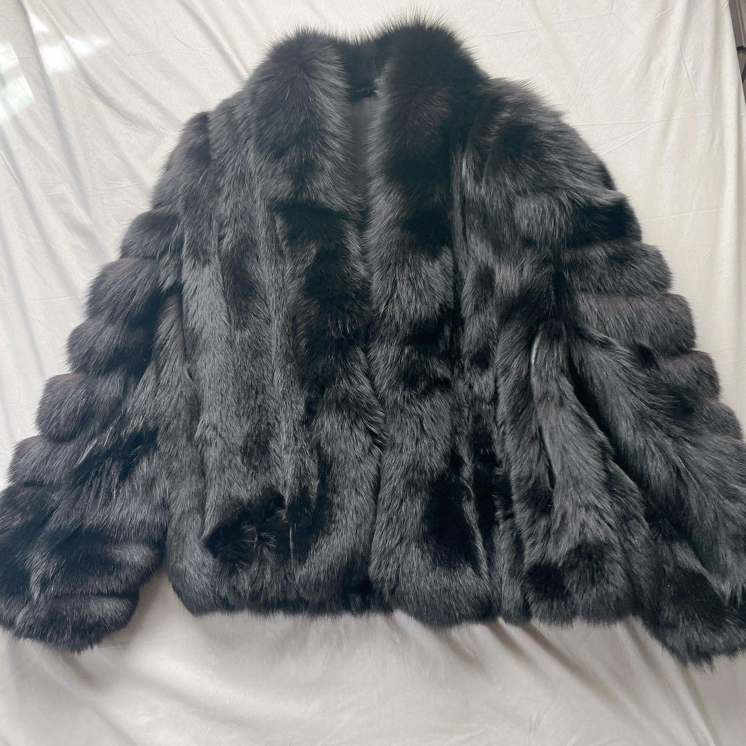 新品　未使用　サガフォックス　リアルファー　毛皮　ショート　コート　短丈　L