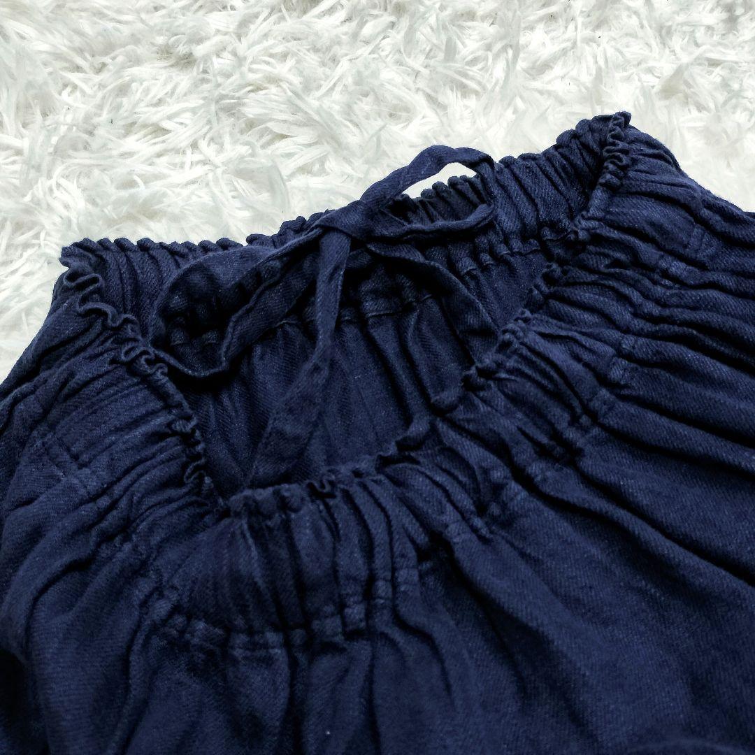 ＊人気＊イチアンティークス リネン100%サルエルパンツ 製品染め ネイビー