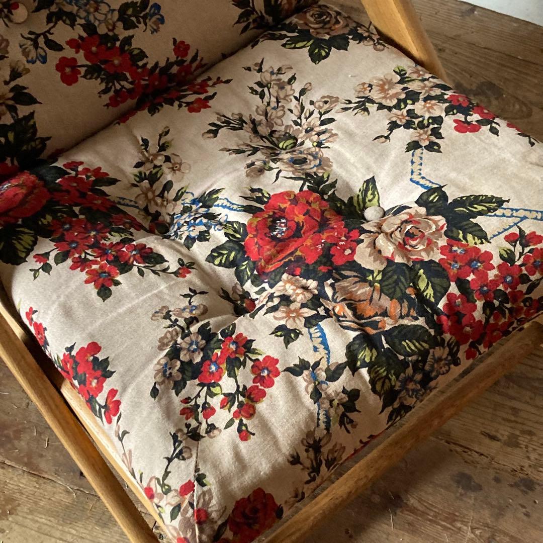 ヴィンテージ レトロ 折り畳みみ イージーチェア ラウンジ 花柄