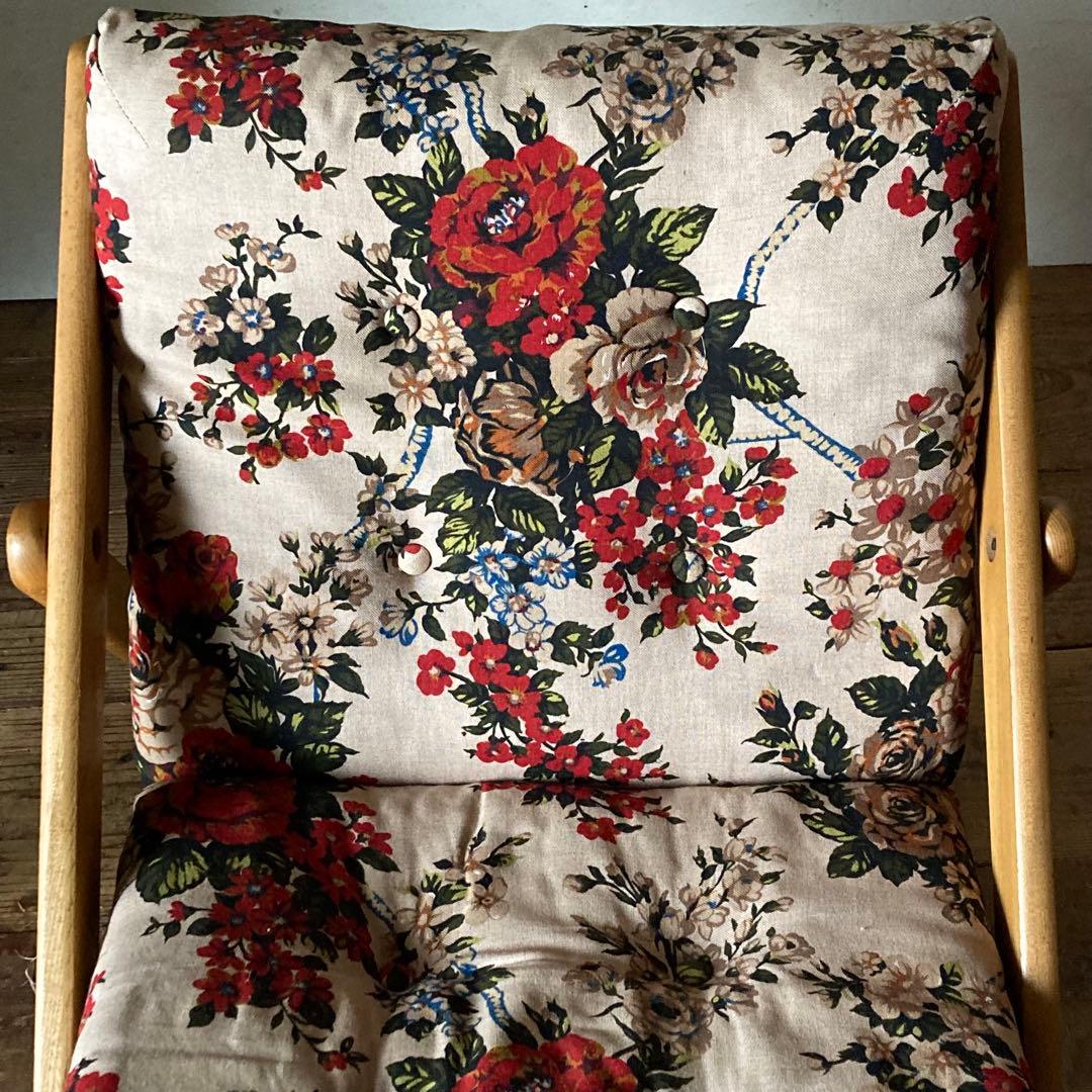 ヴィンテージ レトロ 折り畳みみ イージーチェア ラウンジ 花柄