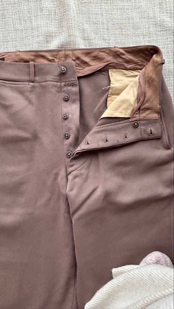 G*2様 ヴィンテージ　ウィップコード　ピンクベージュ　スラックス ボタンフライ