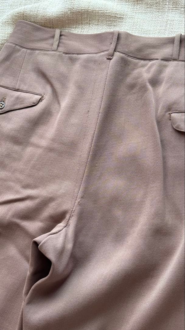 G*2様 ヴィンテージ　ウィップコード　ピンクベージュ　スラックス ボタンフライ