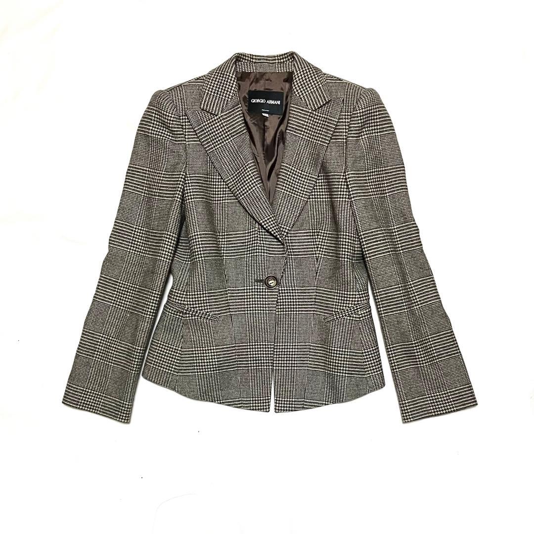 美品　ジョルジオ アルマーニ　ジャケット　グレンチェック柄　総柄　40