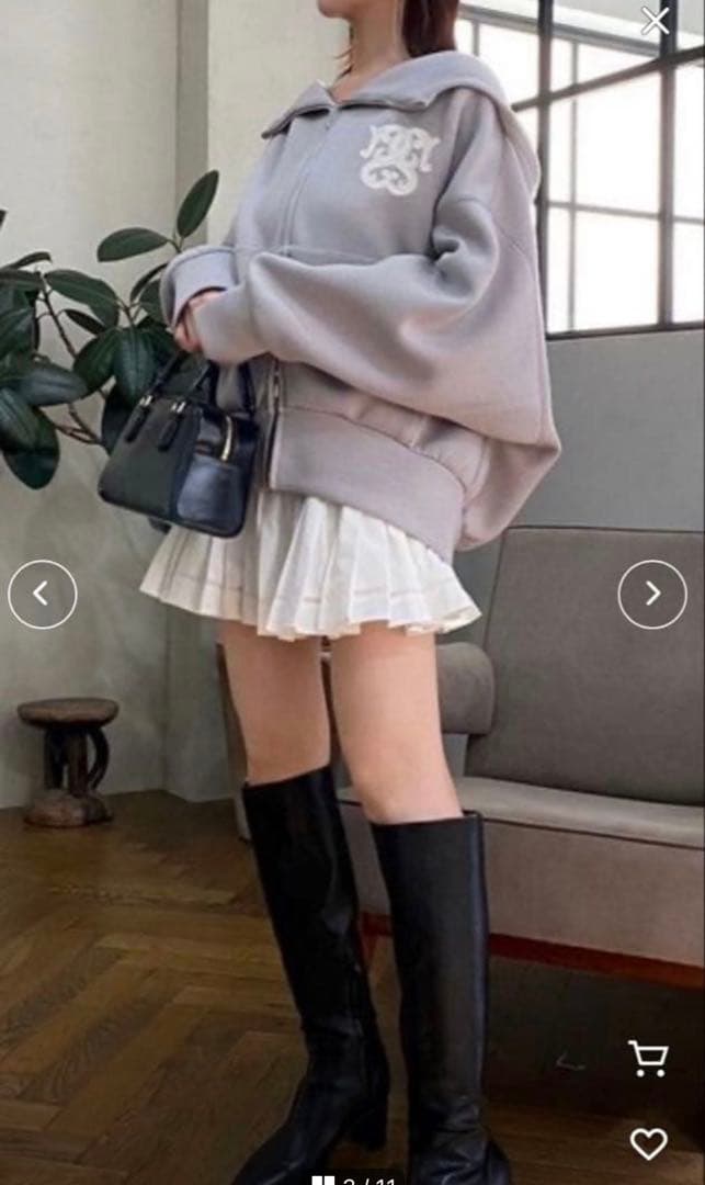 SNIDEL ボリュームパーカー グレーラメ