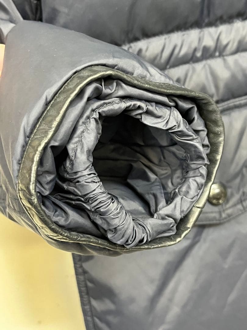 COACH コーチ レザー切り替え ダウンジャケット 紺 M メンズ