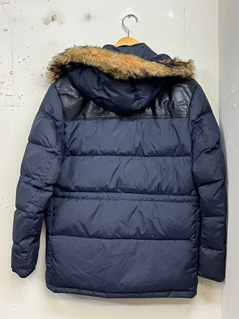 COACH コーチ レザー切り替え ダウンジャケット 紺 M メンズ