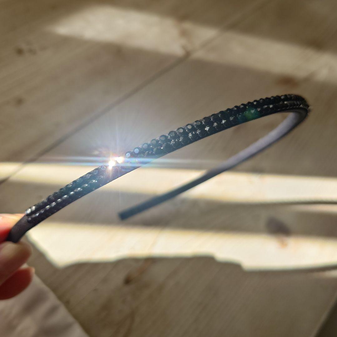 新品COMPLEX BIZ クリスタルメッシュヘアバンド カチューシャ ブラック