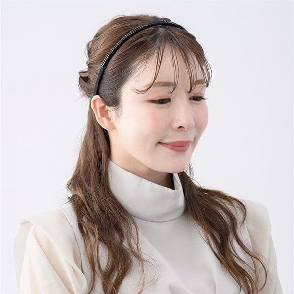 新品COMPLEX BIZ クリスタルメッシュヘアバンド カチューシャ ブラック