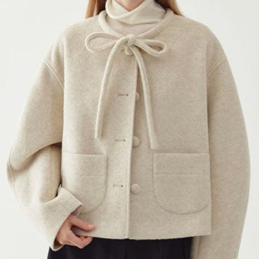 Fano Studiosリボンタイ ショートウールコート