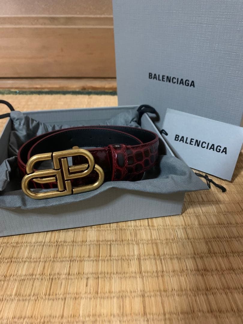 【希少】BALENCIAGA バレンシアガ　BBロゴ　ベルト　箱袋付