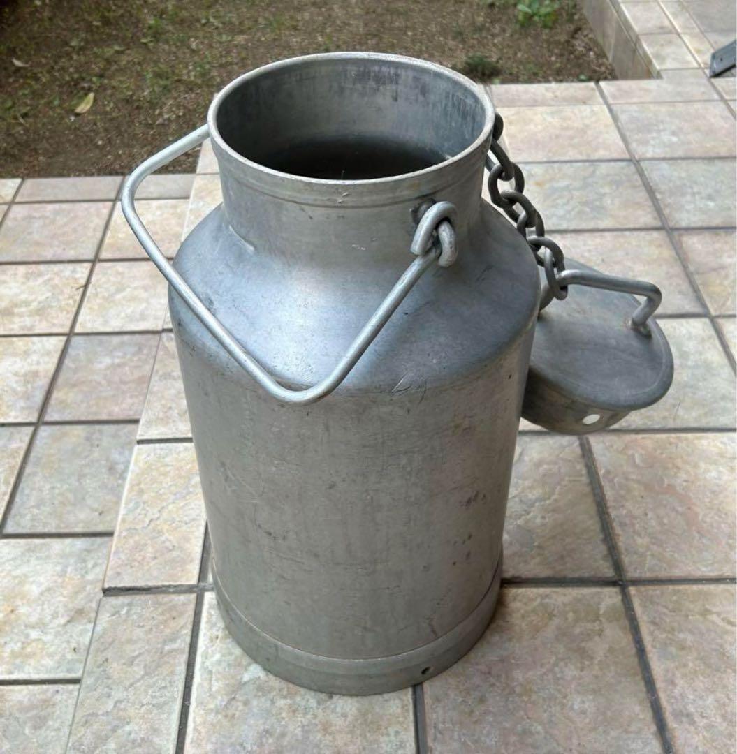 アルミ ミルク缶 ミルクポット 蓋付き ガーデニング フランス アンティーク
