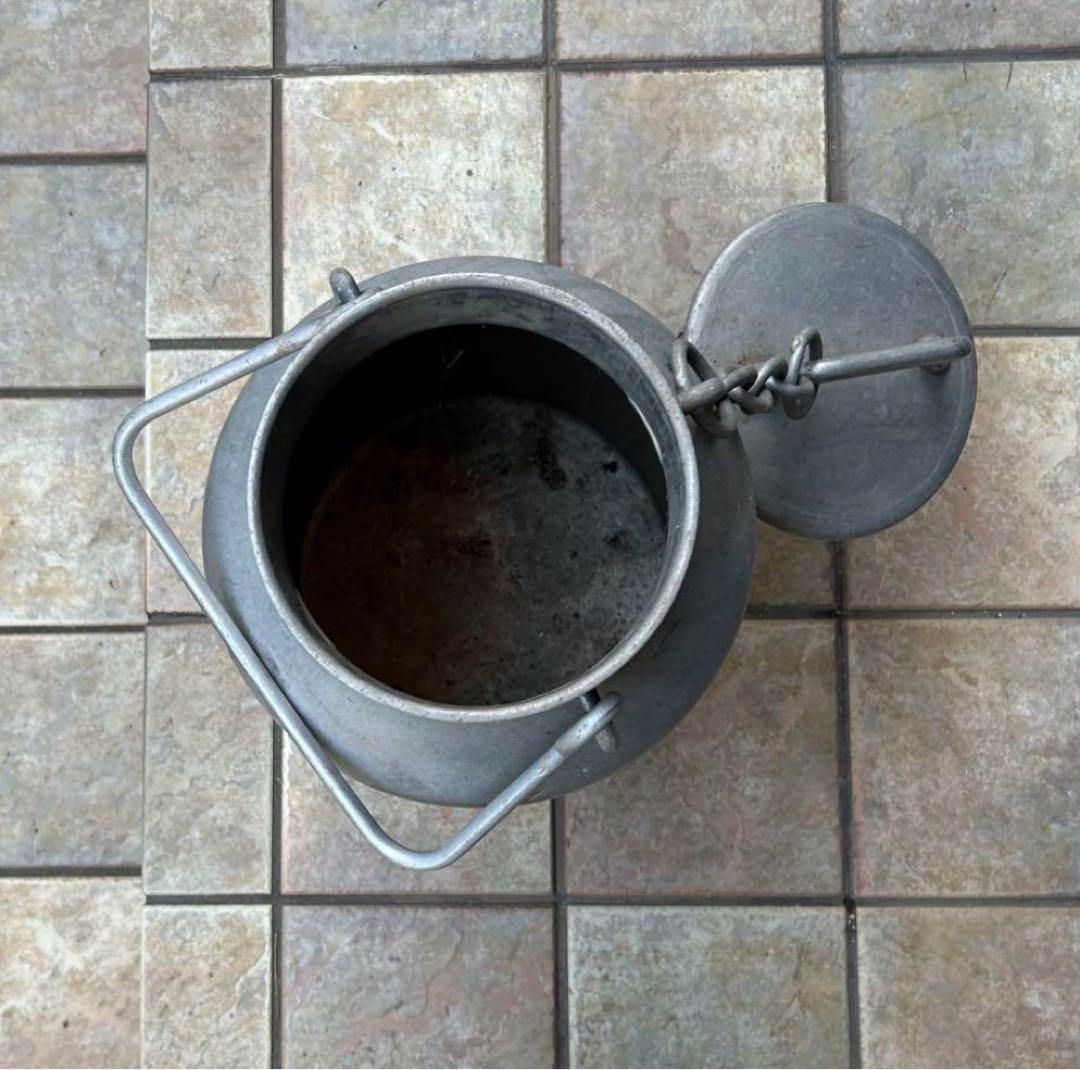 アルミ ミルク缶 ミルクポット 蓋付き ガーデニング フランス アンティーク