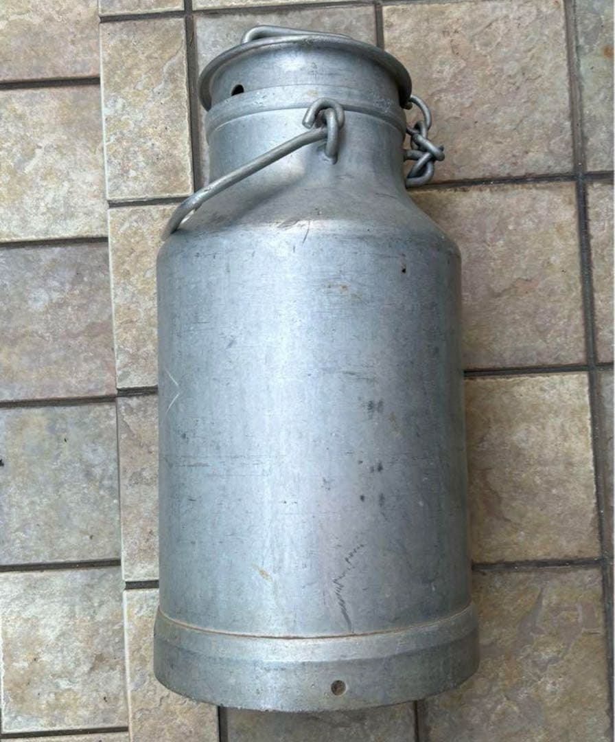 アルミ ミルク缶 ミルクポット 蓋付き ガーデニング フランス アンティーク