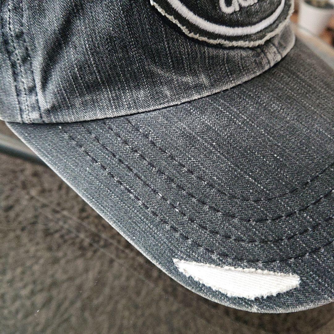 希少！90s adidas ブラックデニム キャップ descente デサント