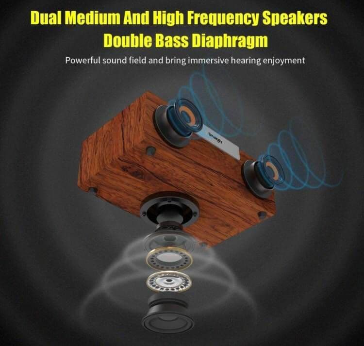 木製 Bluetooth ワイヤレス スピーカー 衝撃的 重低音