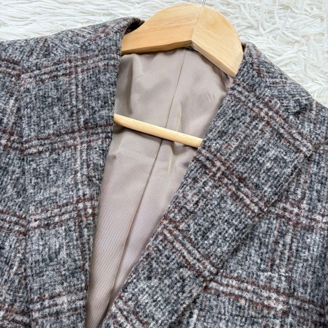 未使用級✨Brilla テーラードジャケット フェルラ生地 チェック アルパカ