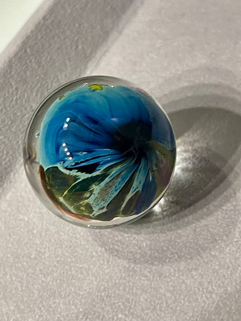 Josh Simpson アート 青と緑の惑星模様 ガラス玉 JS02 作家