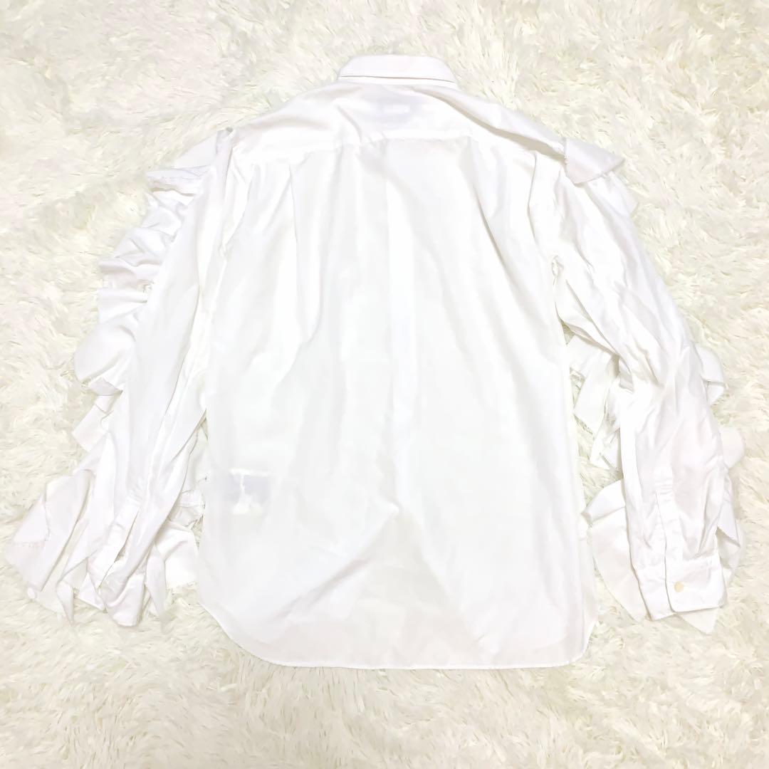 【オルランド期・未使用級】コムデギャルソンオムプリュス ホワイトフリルシャツ S