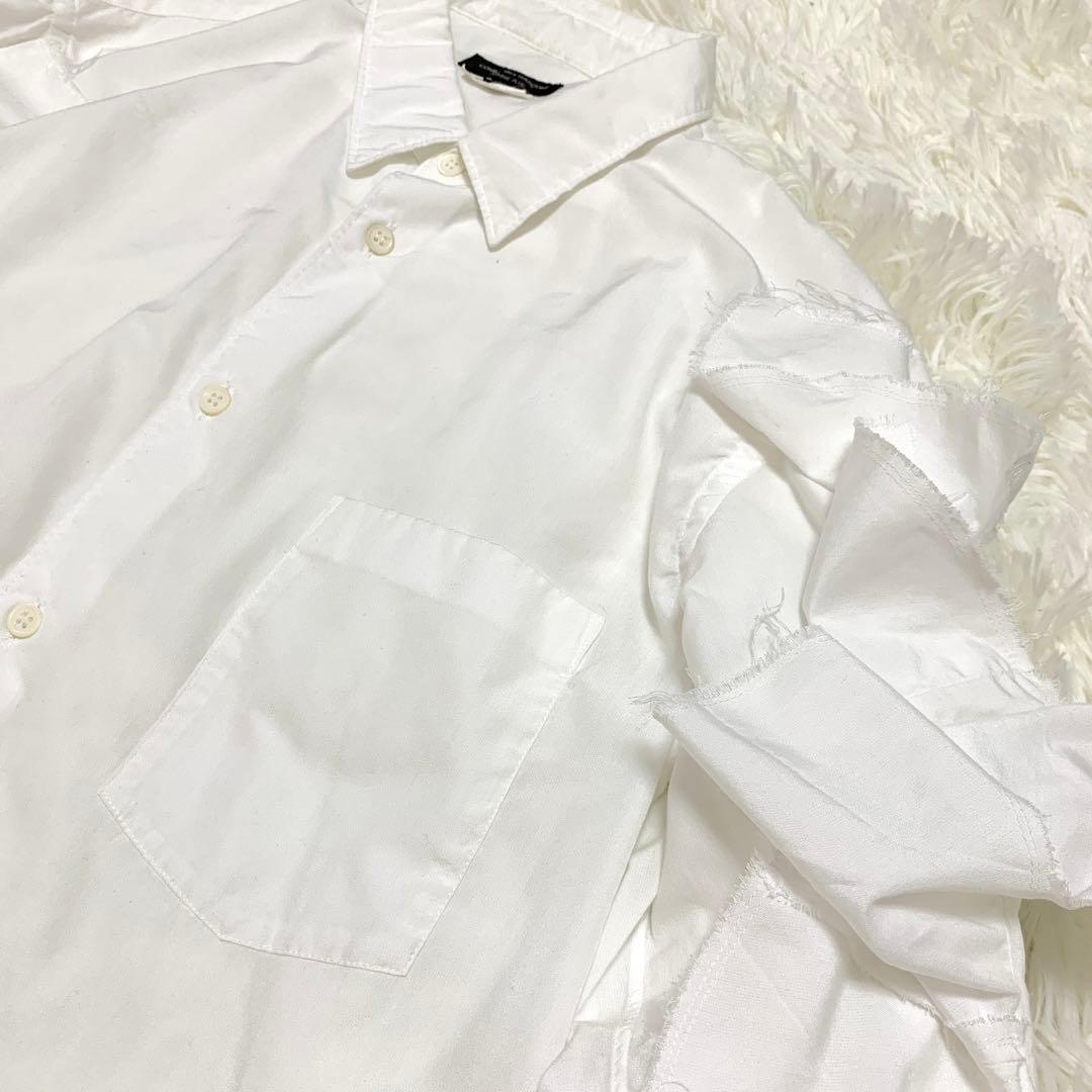 【オルランド期・未使用級】コムデギャルソンオムプリュス ホワイトフリルシャツ S