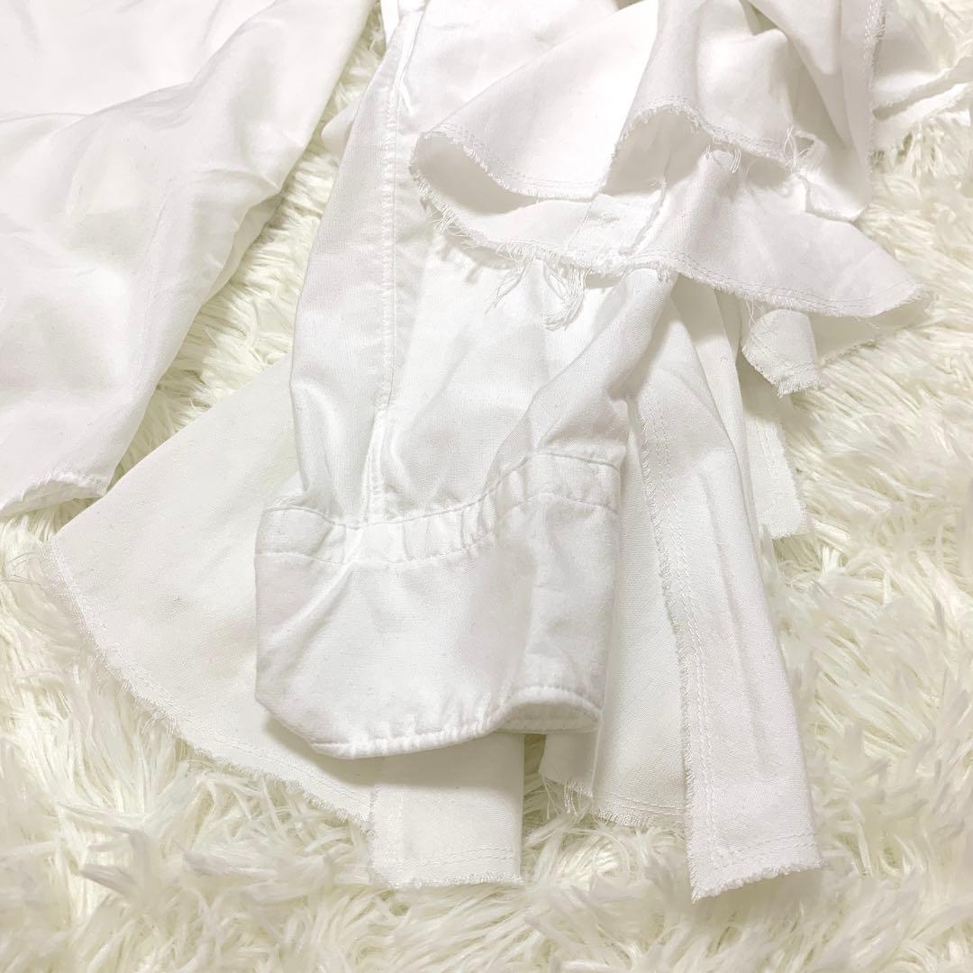 【オルランド期・未使用級】コムデギャルソンオムプリュス ホワイトフリルシャツ S