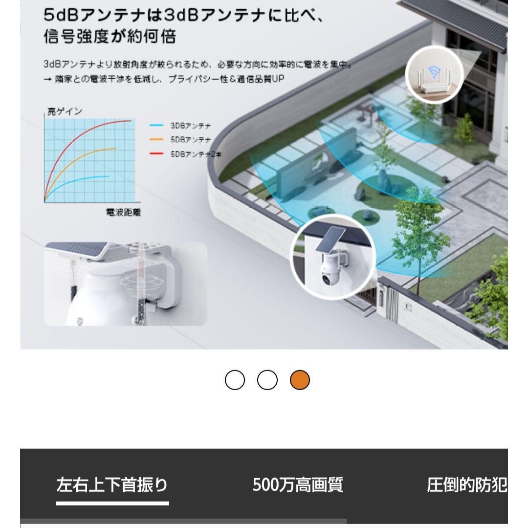 専用　防犯カメラ 屋外 ソーラー 電池搭載＆配線不要500万高画素