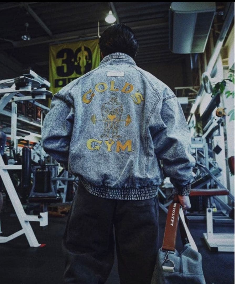 LÝFT GOLD'S GYM OVERSIZE DENIM JACKET L
