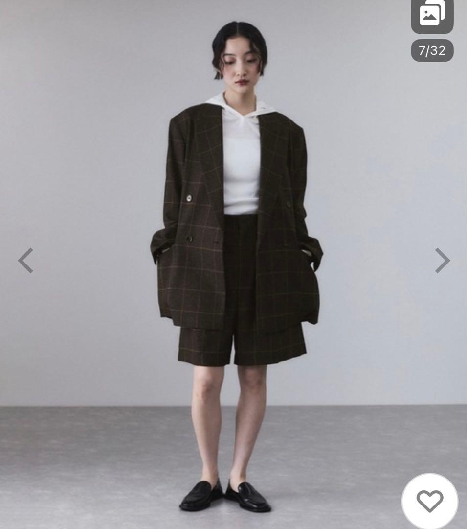 《完売》【ADAM ET ROPE'】ダブルブレストツイード＆チェックジャケット