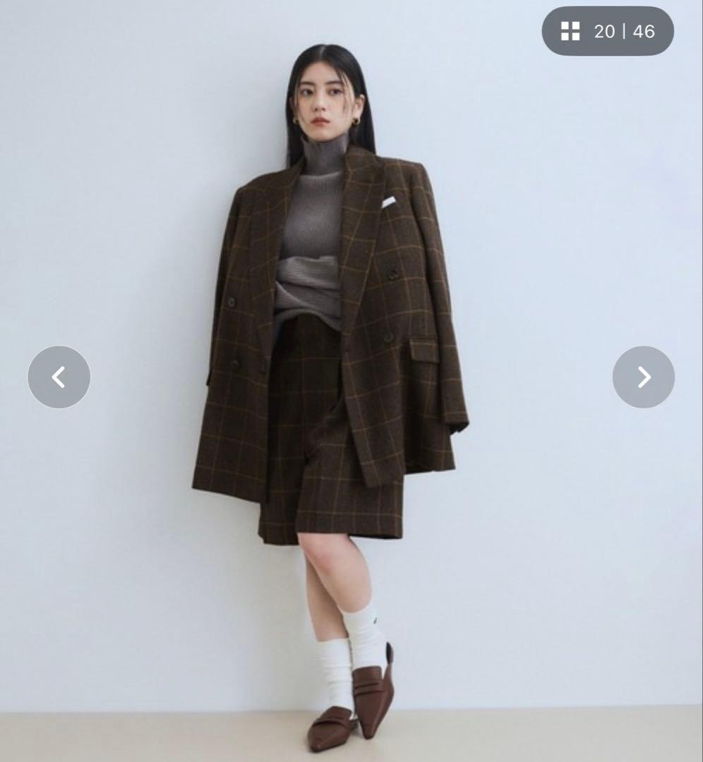 《完売》【ADAM ET ROPE'】ダブルブレストツイード＆チェックジャケット