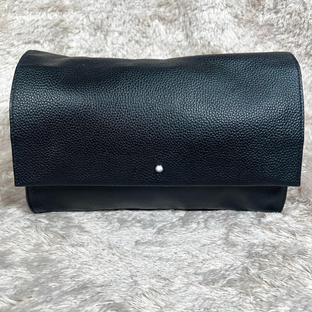 イアパピヨネ ワイドテープショルダーバッグ ブラック ホワイトストーン