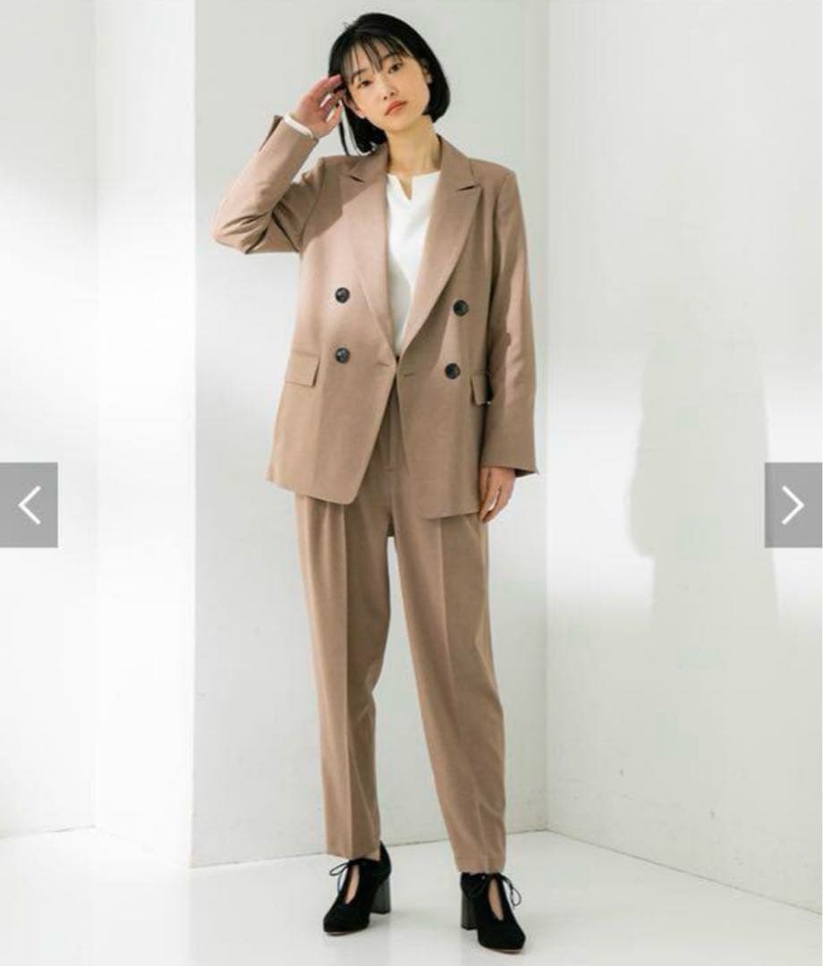 【セットアップ】studiousハイストレッチダブルブレストJK+テーパードPT