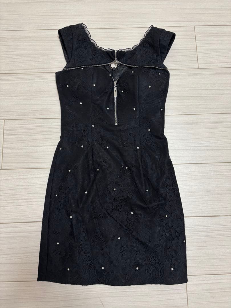 Robe de Fleurs Glossy ブラックナイトドレス Sサイズ