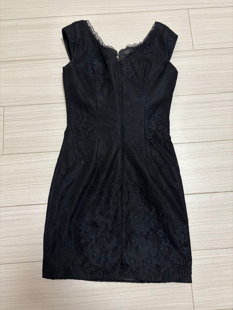 Robe de Fleurs Glossy ブラックナイトドレス Sサイズ