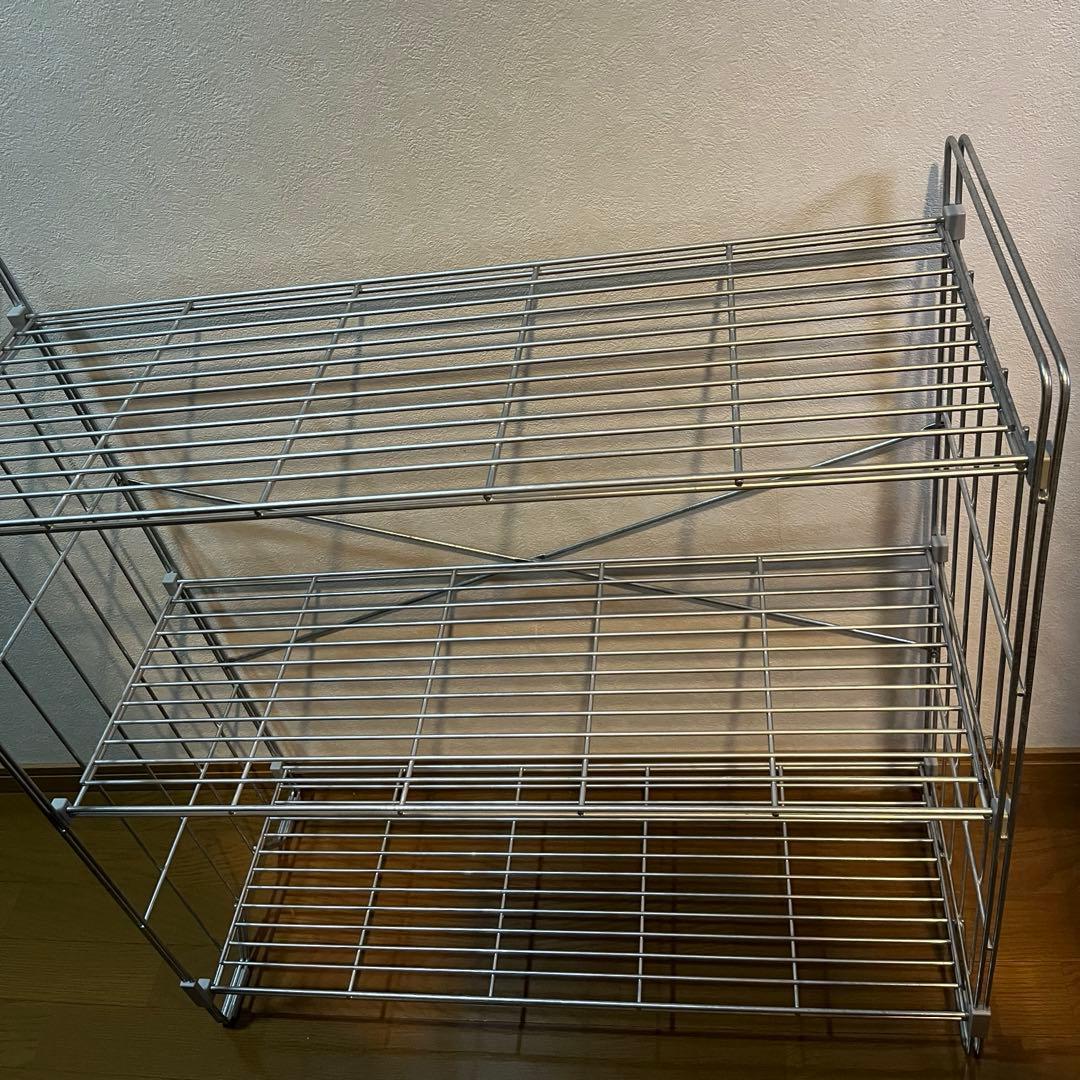 ※tora※【無印】中でも外でも使えるワイヤーラック（3段）