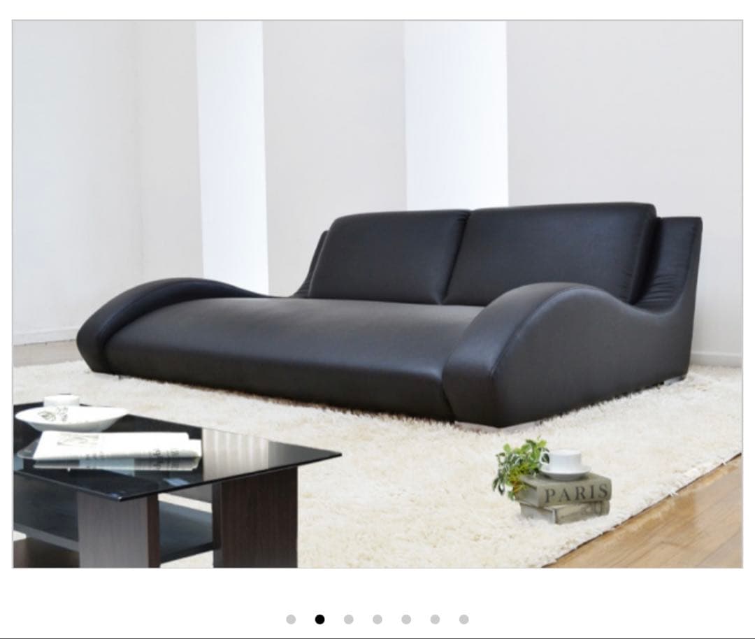 【美品】期間限定！2.5人掛けローソファー　レザー　クリーム色　モダンソファ