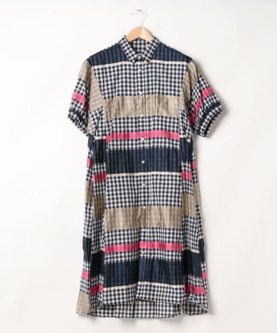 H.A.K ギンガムチェックブライトボーダーシャツワンピース