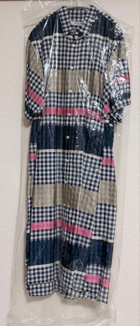 H.A.K ギンガムチェックブライトボーダーシャツワンピース