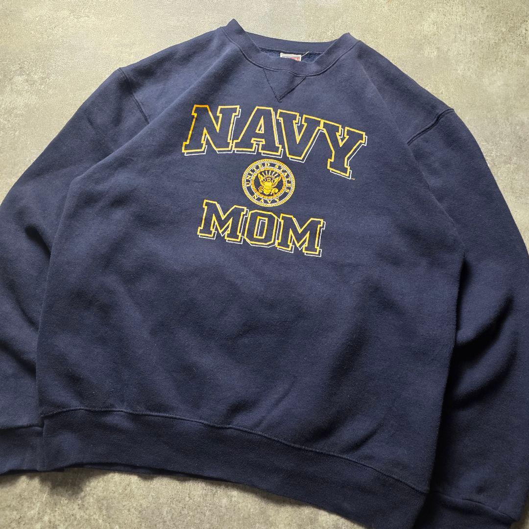 90sSOFFEソフィーU.S.NAVYアメリカ海軍前Vスウェットトレーナー紺L