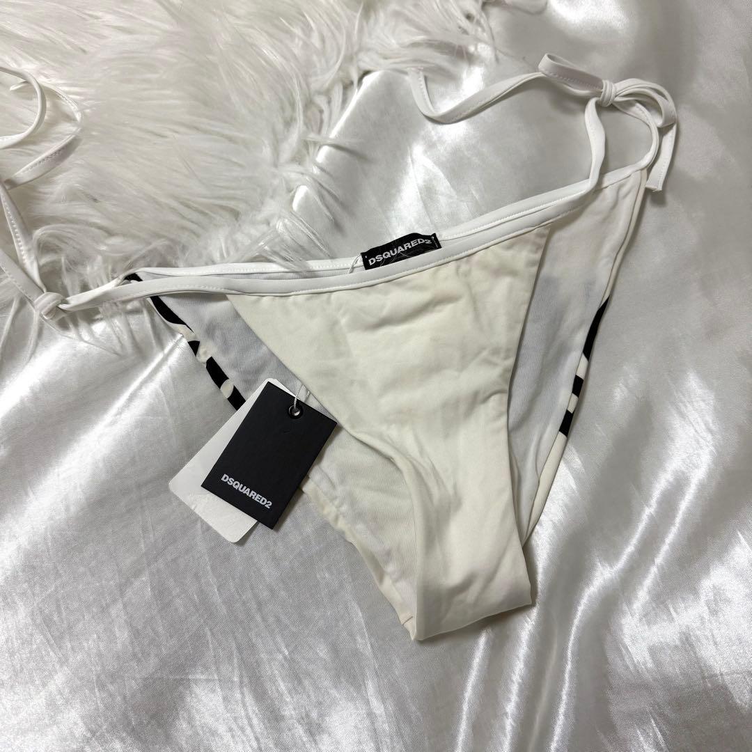 DSQUARED2 ホワイト/ブラック ロゴプリント セパレート水着 ビキニ
