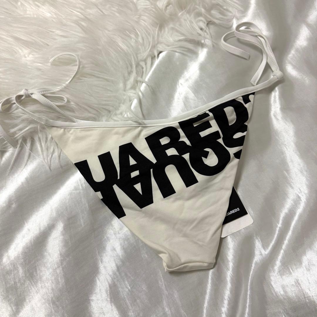 DSQUARED2 ホワイト/ブラック ロゴプリント セパレート水着 ビキニ