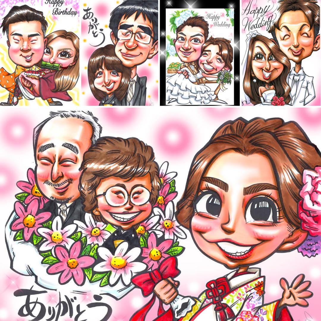 世界で1枚の手描きのオーダーメイド似顔絵★誕生日★お花アレンジ★衣装変更ok