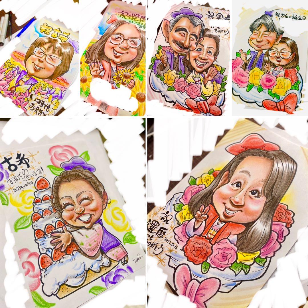 世界で1枚の手描きのオーダーメイド似顔絵★誕生日★お花アレンジ★衣装変更ok
