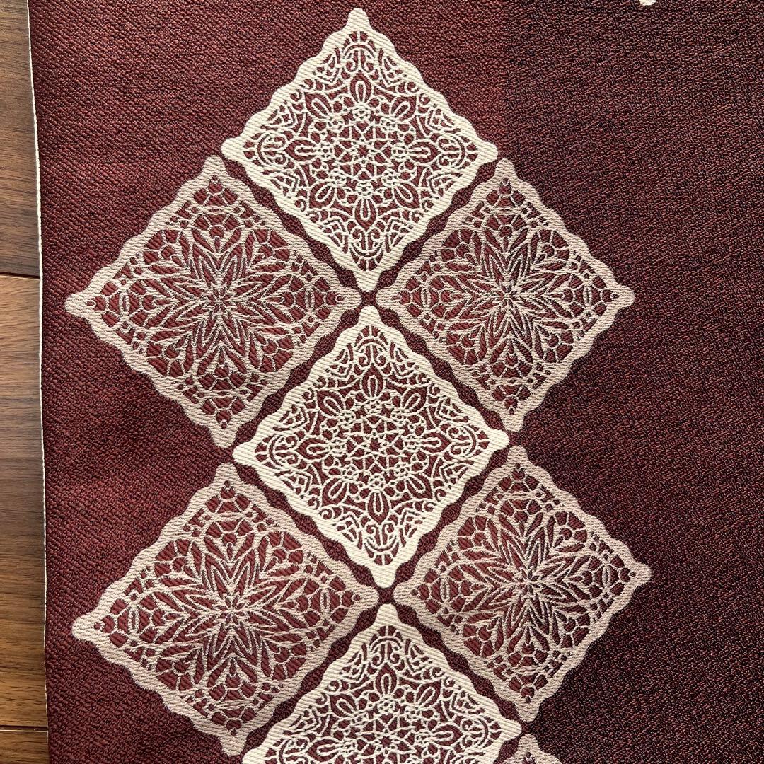 新品未使用◆京袋帯 焦赤茶色 スクエアレース模様